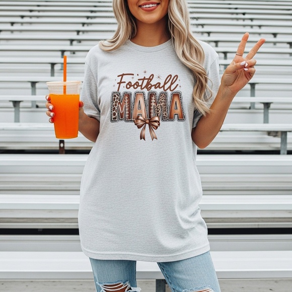 🏈 Game Day Football Mama  T-shirt XXL- 3XL Leopard, lace bow New White Handmade - Picture 11 of 14